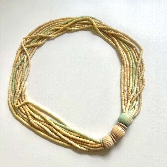 coconut shell multi strand necklace - Picture 2 of 7